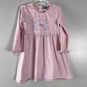 Smocked Threads by Cecil and Lou Pink Striped Thankgiving Long Sleeve Dress
